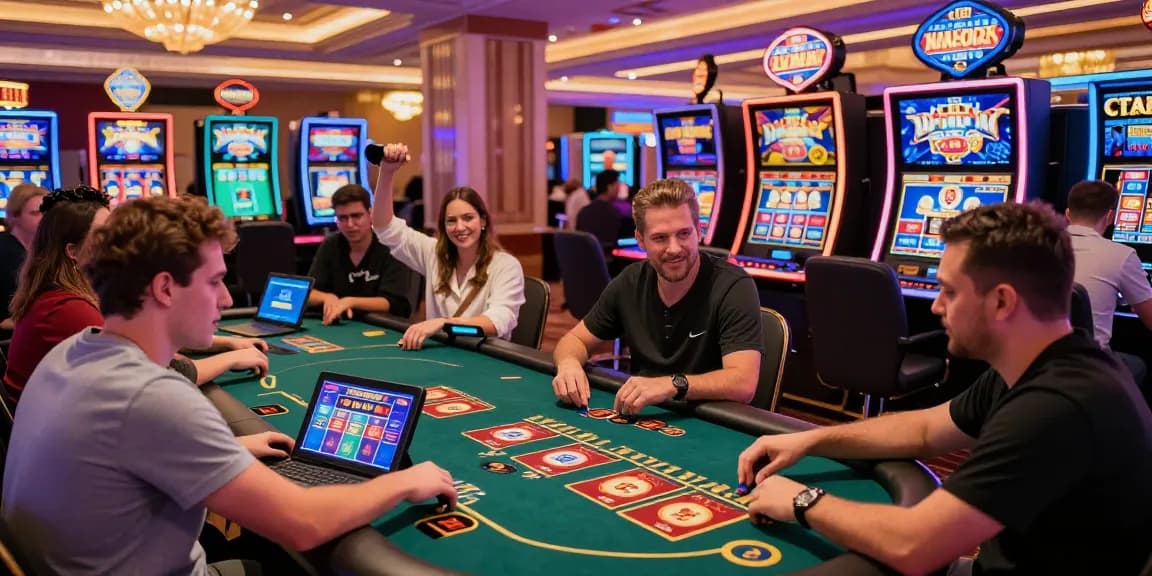 Players enjoying online casino games at MB66, showcasing excitement and modern gaming technology.
