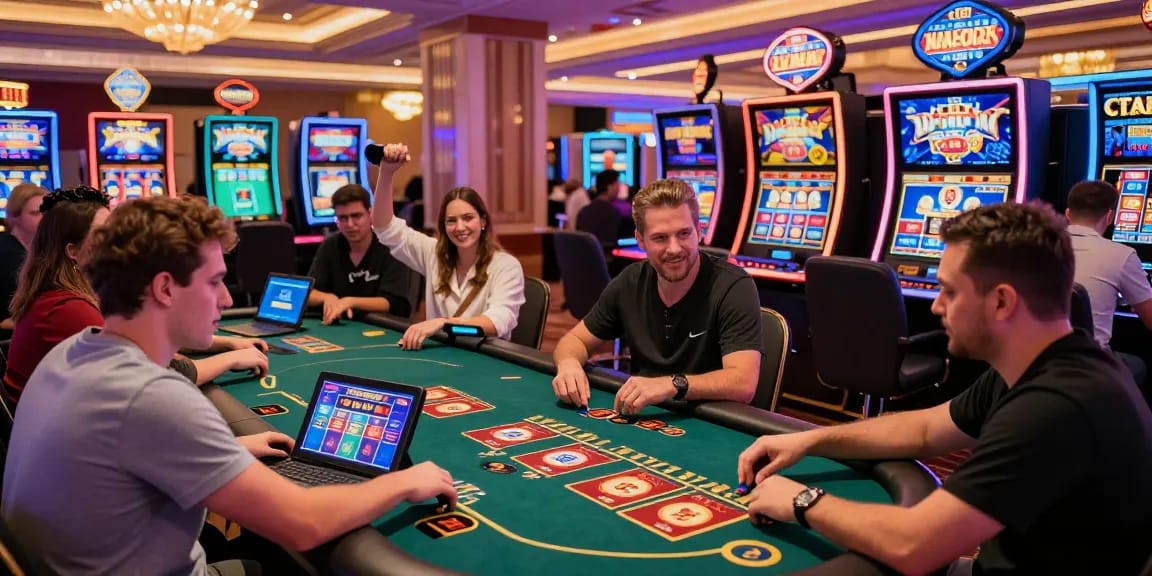 Players enjoying online casino games at MB66, showcasing excitement and modern gaming technology.